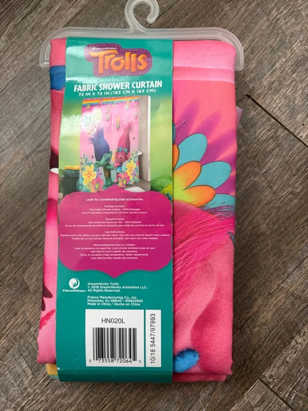 🌸 $10 SALE 🌸 Trolls Fabric Shower Curtain in Pink, Teal & Blue